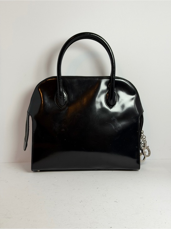 Salvatore Ferragamo Handbags - Salvatore Ferragamo Gancini Black Patent Leather Handbag Satchel
